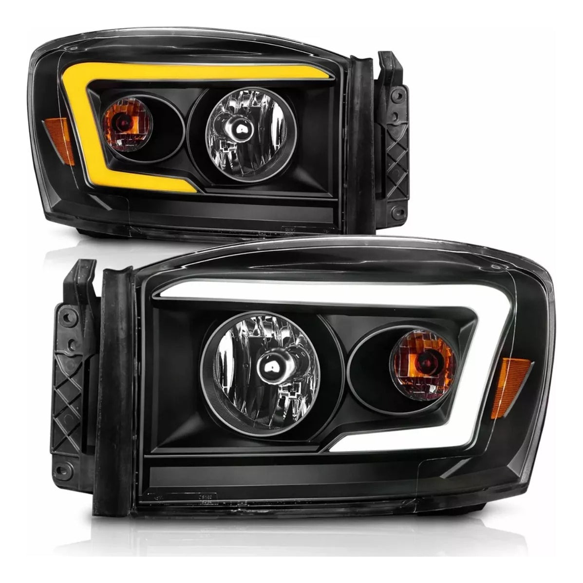 Par De Faros Led Fondo Negro Ram 1500 2500 2006 2007 2008