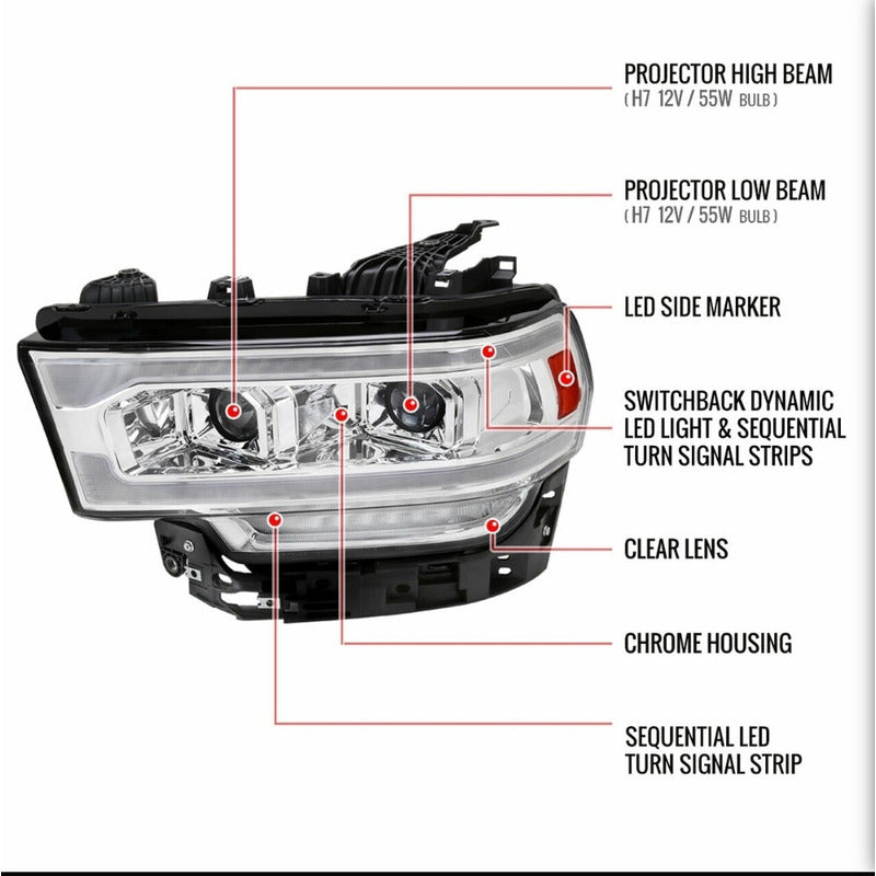 Par De Faros Led Dodge Ram 2500 3500 2019 2020 2021 A 2024 Derecho
