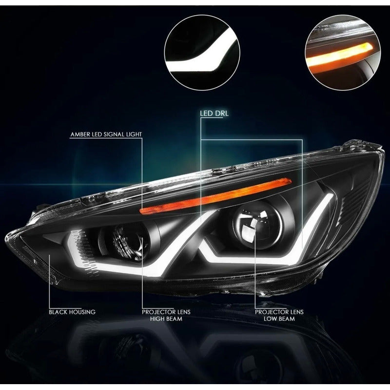 Faros Led Ford Focus Con Daño 2015 2016 2017 2018 Ambos Lados