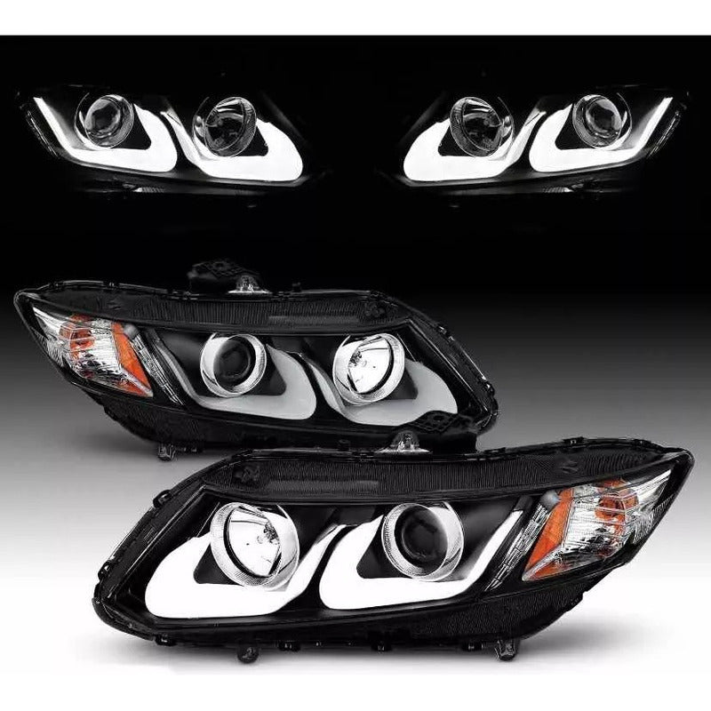 Faros Led Negros Honda Civic 2012 2013 2014 2015