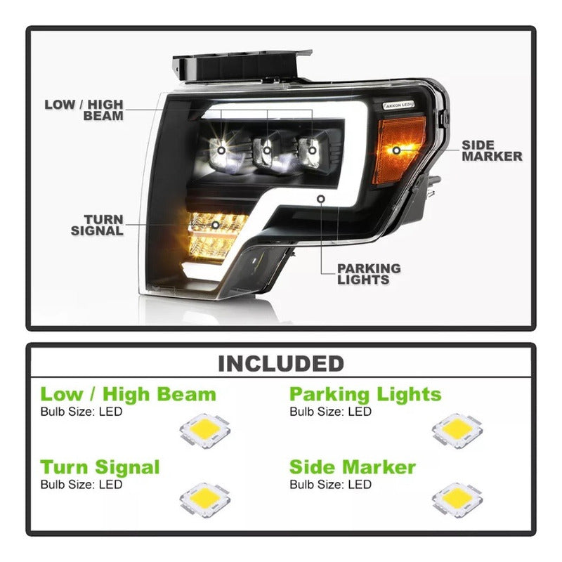 Led headlights Ford F-150 Lobo 2009 to 2014