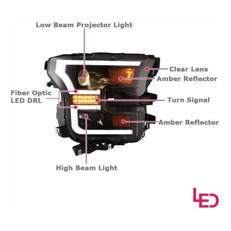 Faros Led Ford F-150 Lobo 2015 2016 2017 Izquierdo