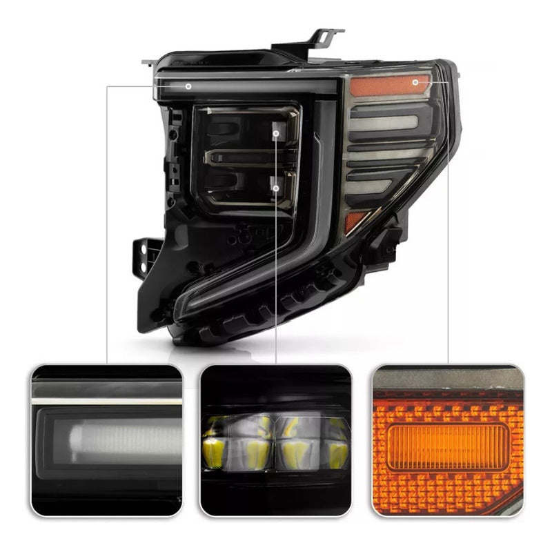 Faros Led Gmc Sierra 1500 Ahumados 2022 A 2024 Derecho