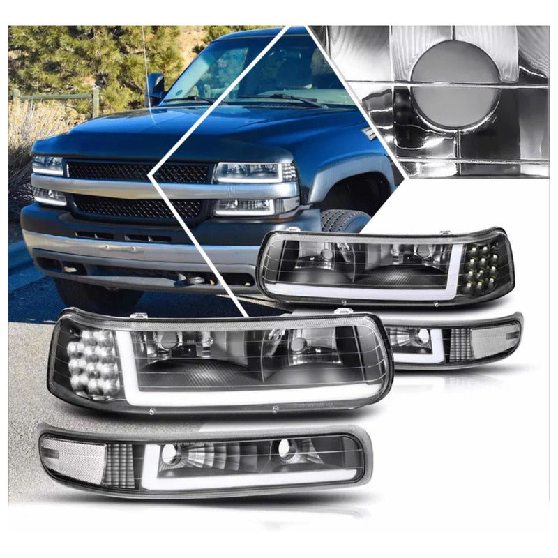 Led Drl Headlights Chevrolet Silverado Cheyenne 1999 to 2002