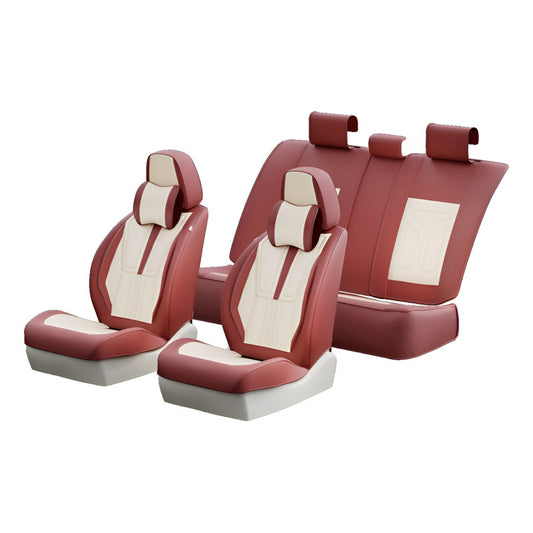 Cubre Asientos De Cuero Universal Con Daño Crema-rojo