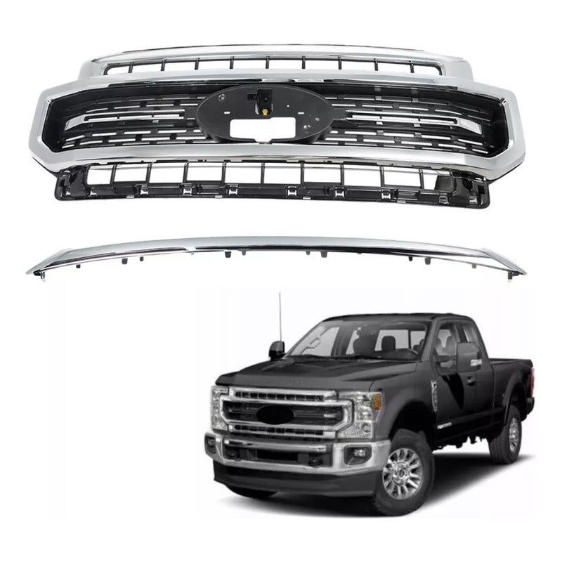 Parrilla Delantera Ford F-250 F-350 2020 2021 2022 Negro Cromo Brillante