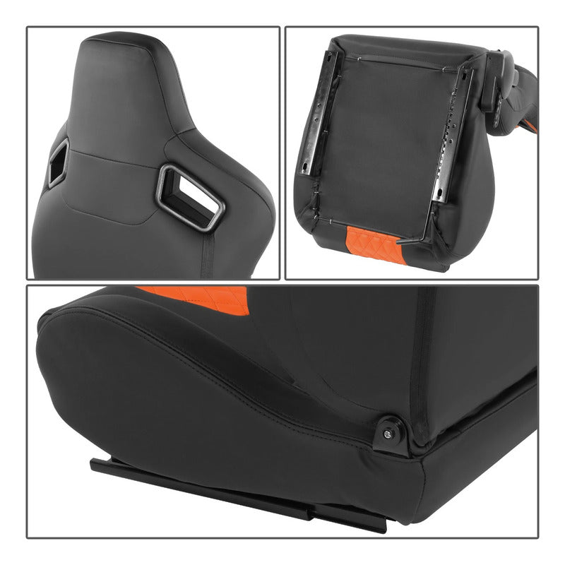 Asientos De Carreras Reclinables Vocho Rzr Tubular Naranja