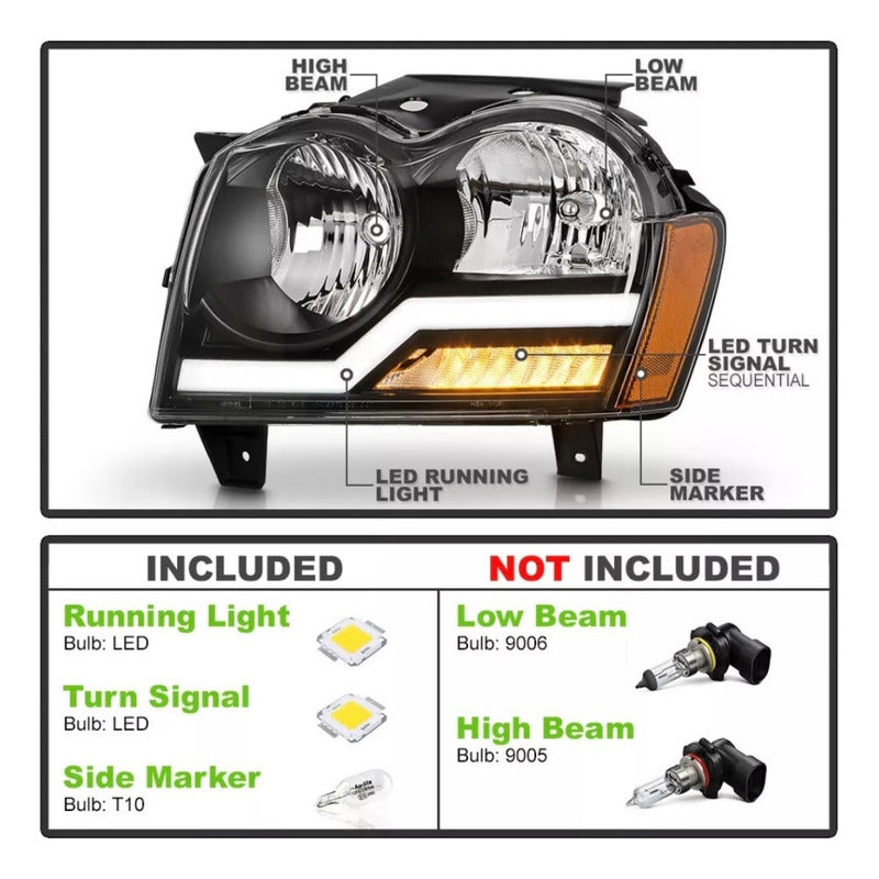 Faros Delanteros Led Jeep Gran Cherokee 2005 2006 2007