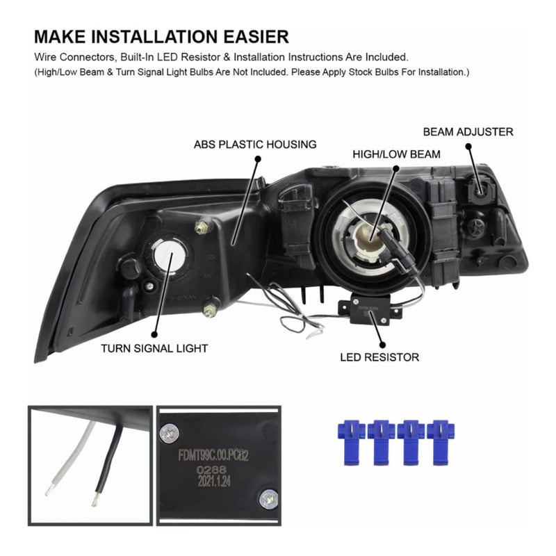 Par De Faros Led Ford Mustang 99 2000 2001 2002 2003 2004