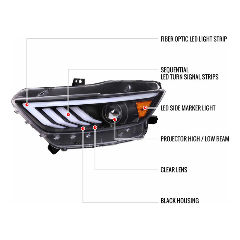 Faros Led Negro Mate Mustang 2015 2016 2017