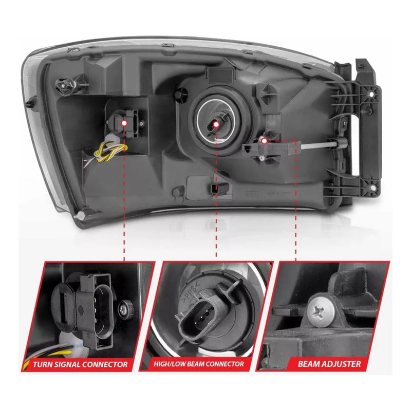 Par De Faros Led Fondo Negro Ram 1500 2500 2006 2007 2008