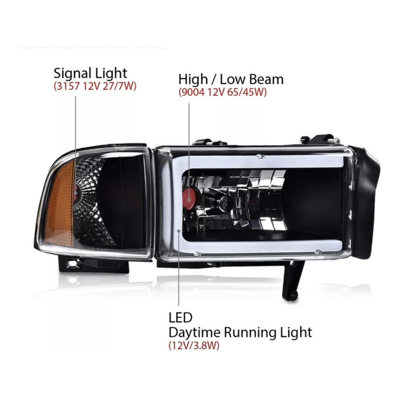 Faros Led Ram 1500 2500 3500 C/daño 1994 1995 1996 A 2002