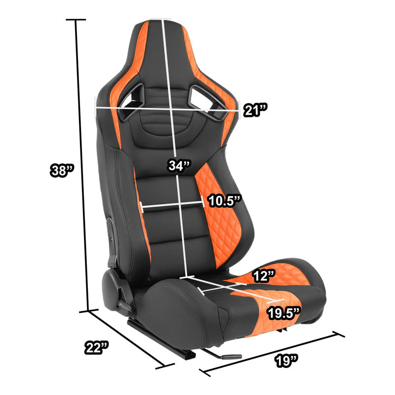 Asientos De Carreras Reclinables Vocho Rzr Tubular Naranja