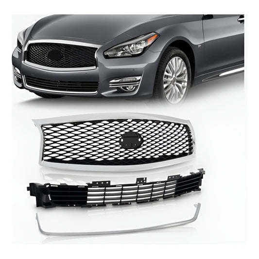 Parrillas Superior E Inferior Infiniti Q70 2015 2016 A 2019 Negro Con Cromo Brillante