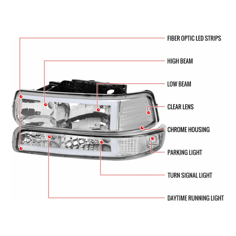 Faros Led Silverado Cheyenne Tahoe Suburban 1999 2000 2001+