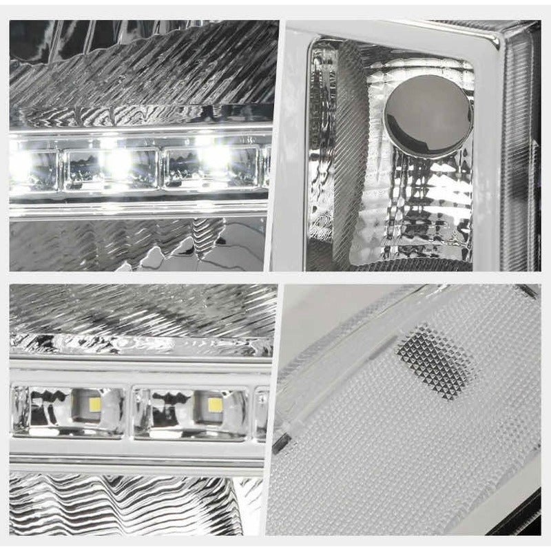 Chrome LED DRL Headlights for GMC Sierra 2007 to 2014