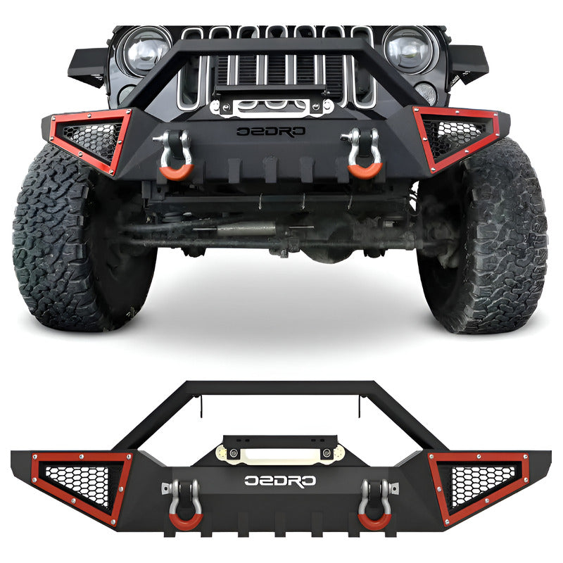 Defensa Winch Para Jeep Wrangler Jk 2007 2008 2009 A 2018 Negro-rojo