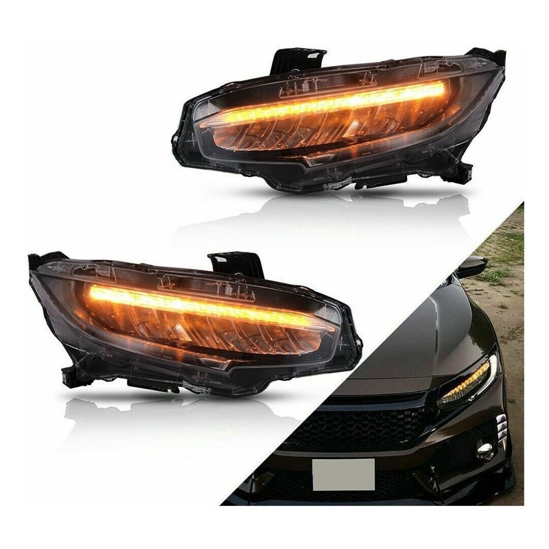 Faros Led Honda Civic 2016 2017 2018 Par