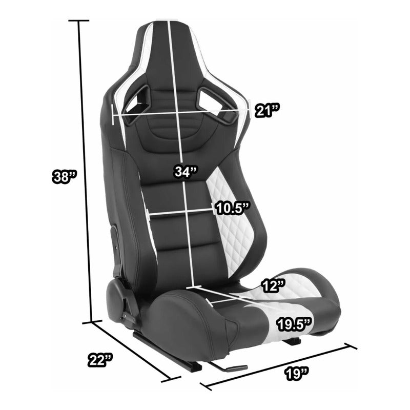 Universal Reclining Racing Seats with Adjustment Slider
