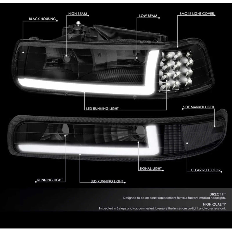 Led Drl Headlights Chevrolet Cheyenne Silverado 1999 to 2002