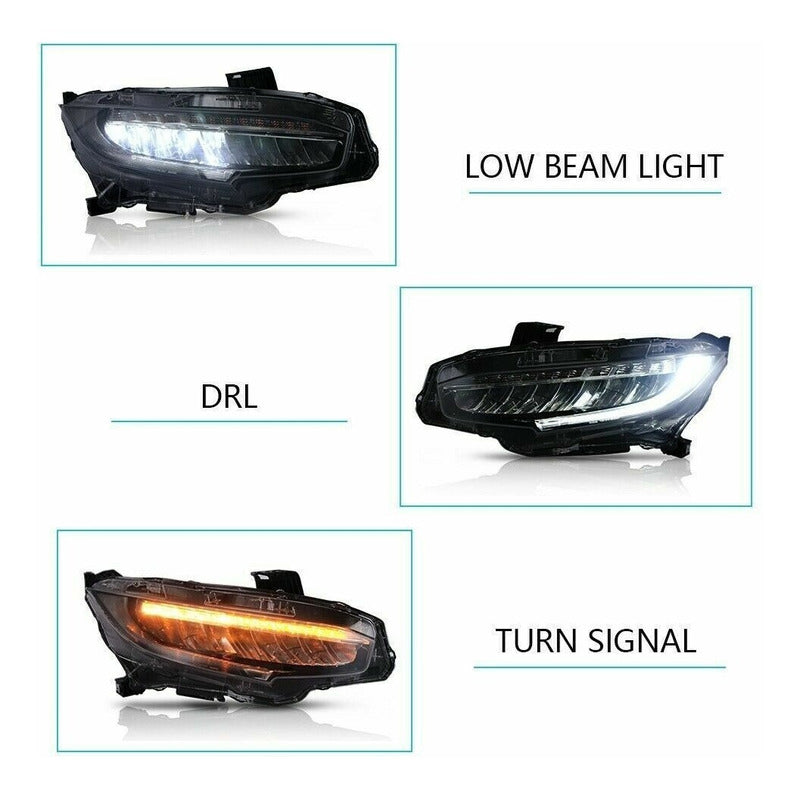 Faros Led Honda Civic 2016 2017 2018 Par