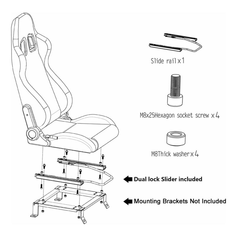 Universal Blue PVC Racing Seats With Slider
