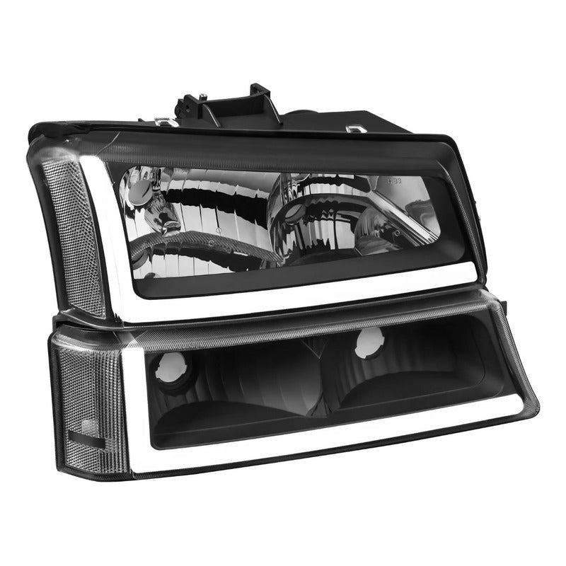 Faros Chev Silverado Led Secuenciales 2003 2004 A 2006 Negro