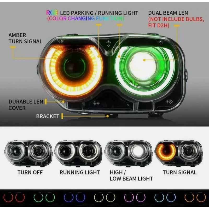 Double Beam Led Headlights Dodge Challenger 2015 to 2019