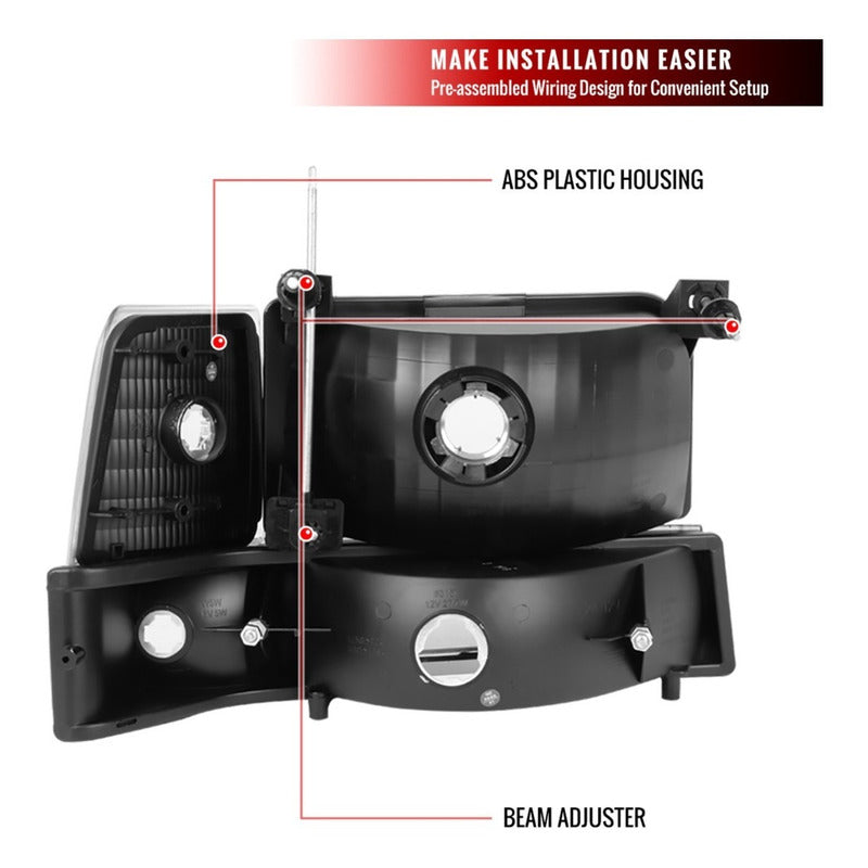 Ford F-150 Bronco headlights 1992 to 1996