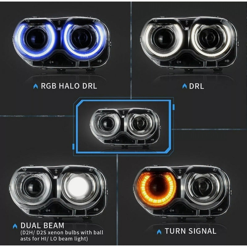 Double Beam Led Headlights Dodge Challenger 2015 to 2019