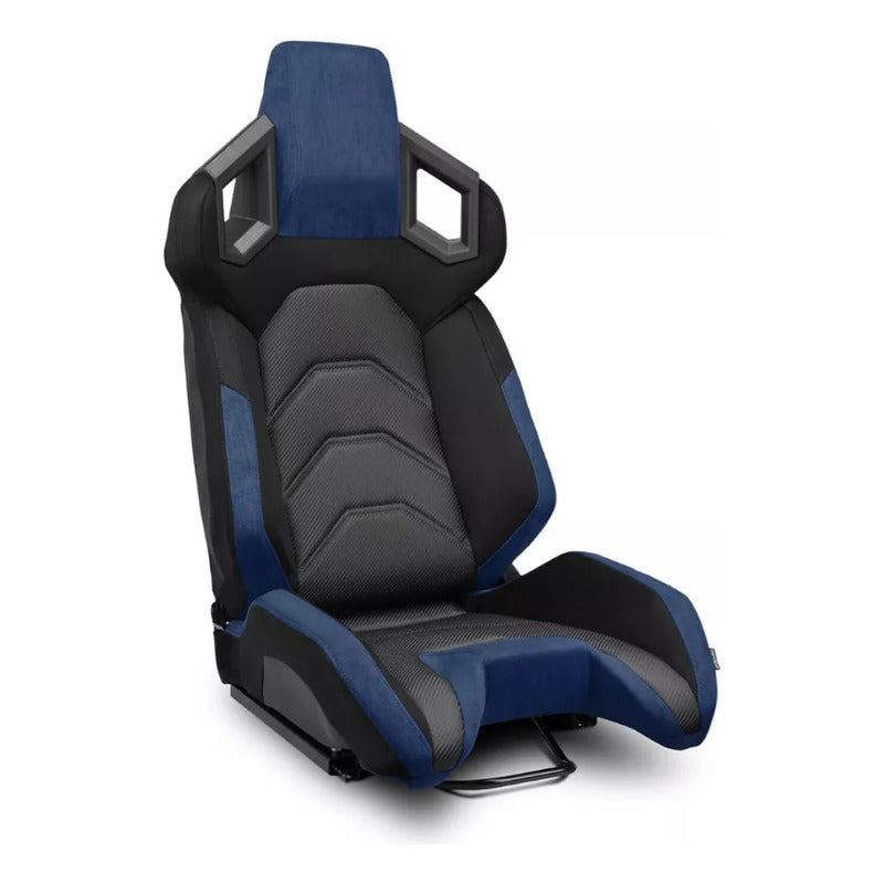 Asientos Universales De Carrera Reclinables Negro Con Azul