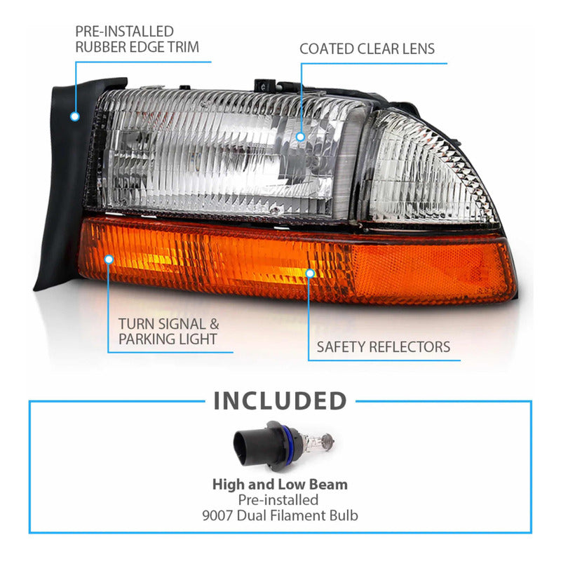 Dodge Dakota Durango headlights 1998 to 2004