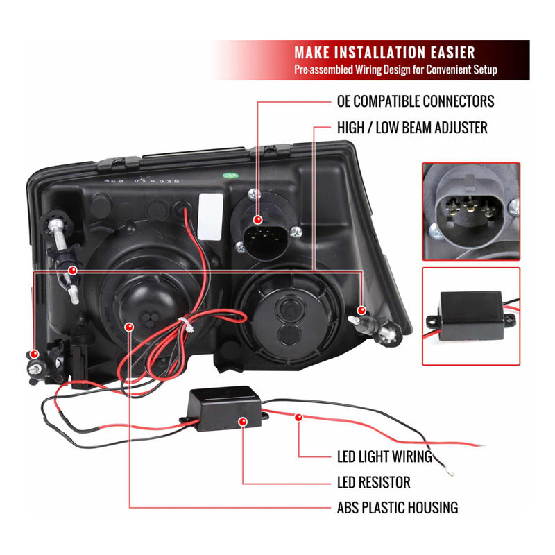 Faros Delanteros Ranger Halo Proyector 1998 1999 2000
