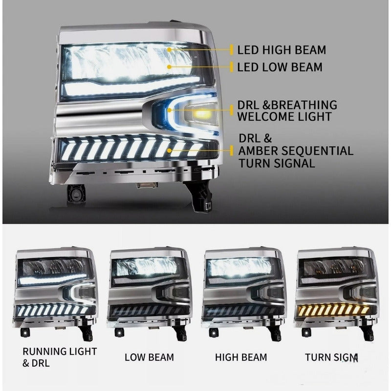 Led Drl Headlights Chevy Silverado 2016 2017 2018
