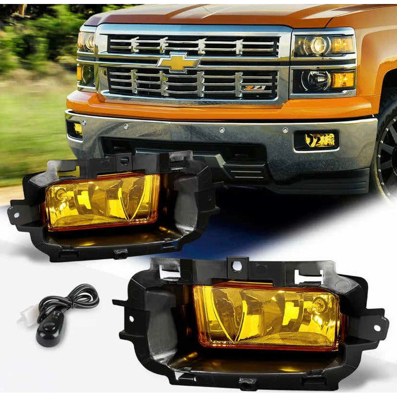 Pair of Amber Fog Lights for Chevy Silverado 1500 2014 to 2015