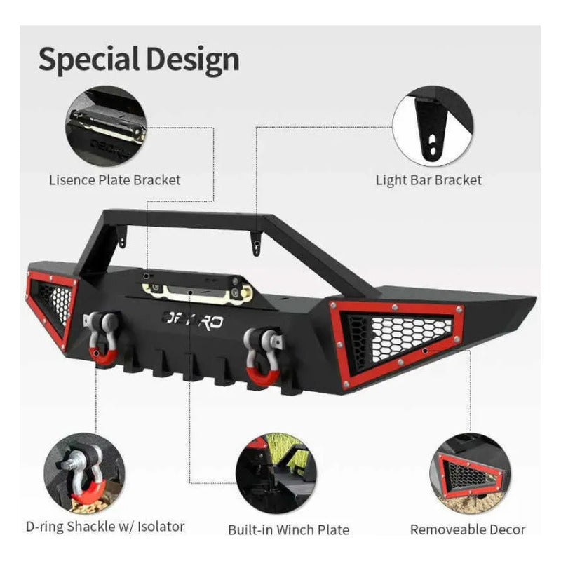 Defensa Winch Para Jeep Wrangler Jk 2007 2008 2009 A 2018 Negro-rojo