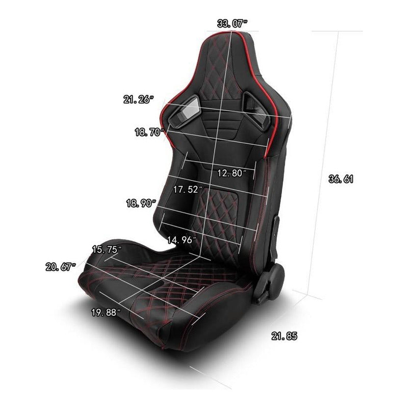 Universal Reclining Racing Seats with Adjustment Slider