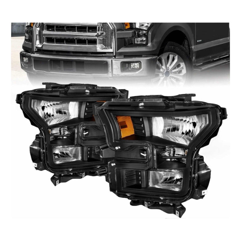 Par De Faros Ford F-150 2015 2016 2017 Fondo Negro