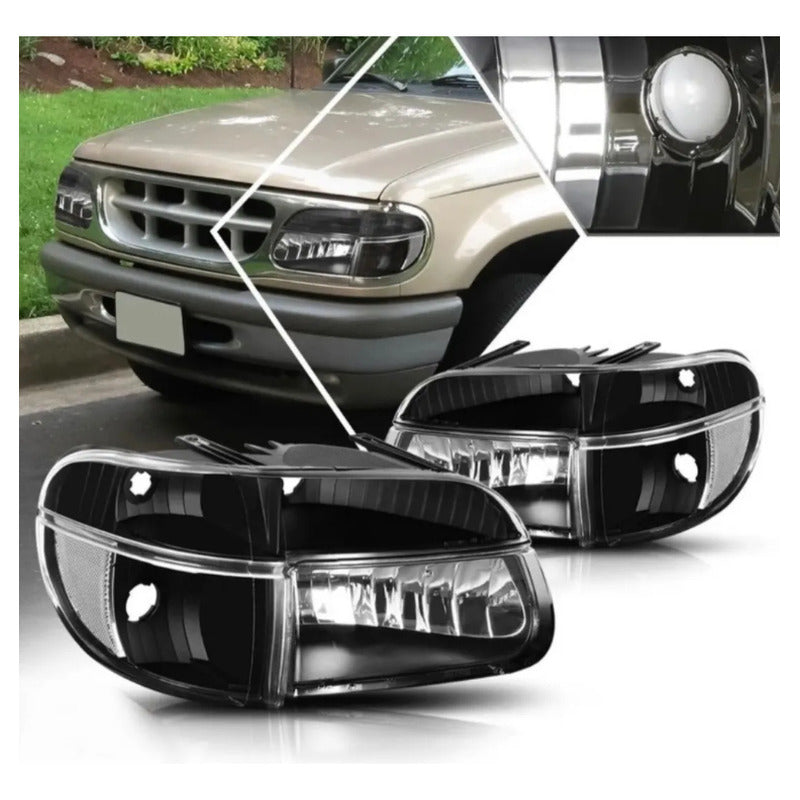 Faros Delanteros Ford Explorer Con Daño 1995 A 2002 Negro