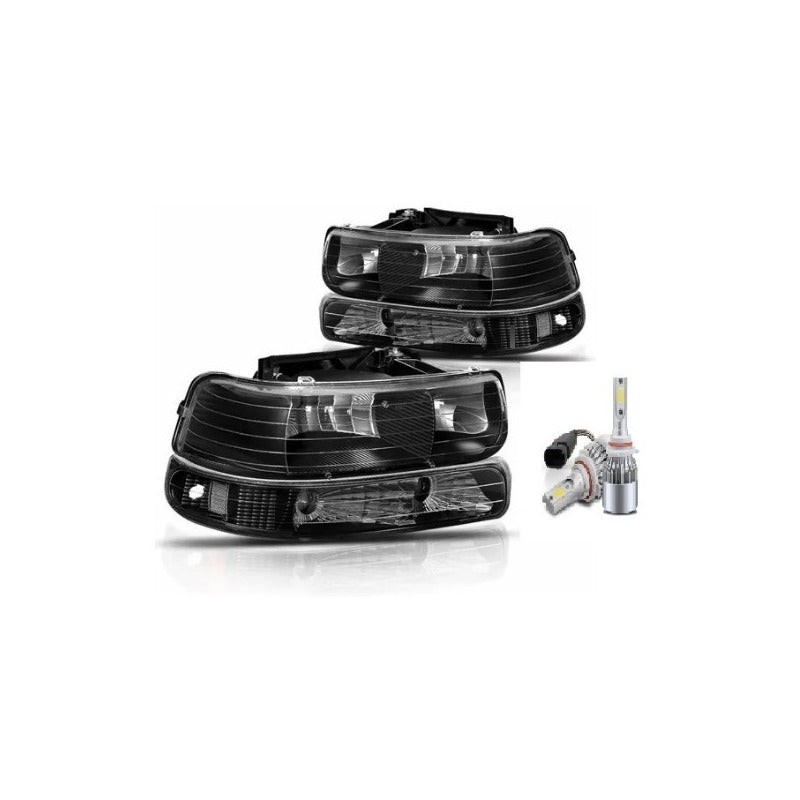 Faros Silverado Cheyenne 99 02 Suburban 00 06 Con Bulbos Led