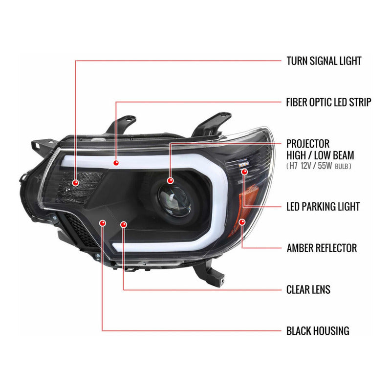 Faros Led Toyota Tacoma 2012 2013 2014 2015 Negros Proyector Izquierdo