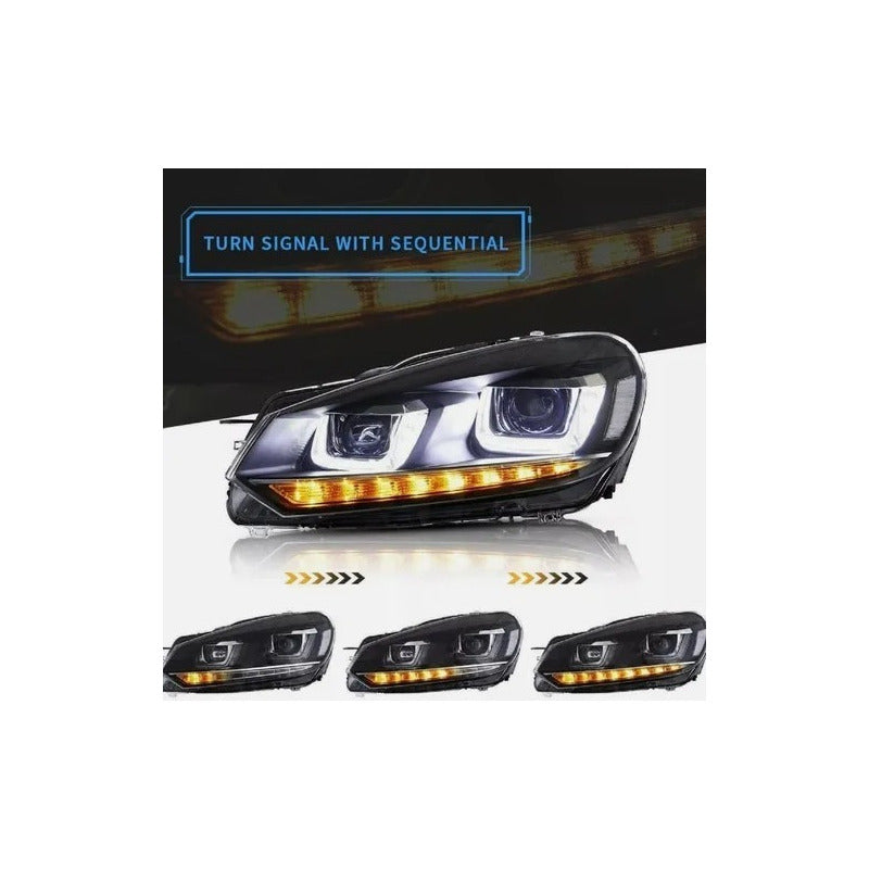 Sequential LED DRL Headlights VW Golf Mk6 2010 to 2013