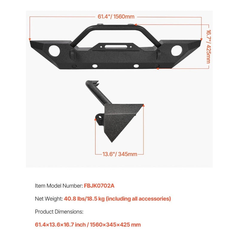 Defensa Delantera Wrangler Jk Jku 2007 2008 2009 A 2018