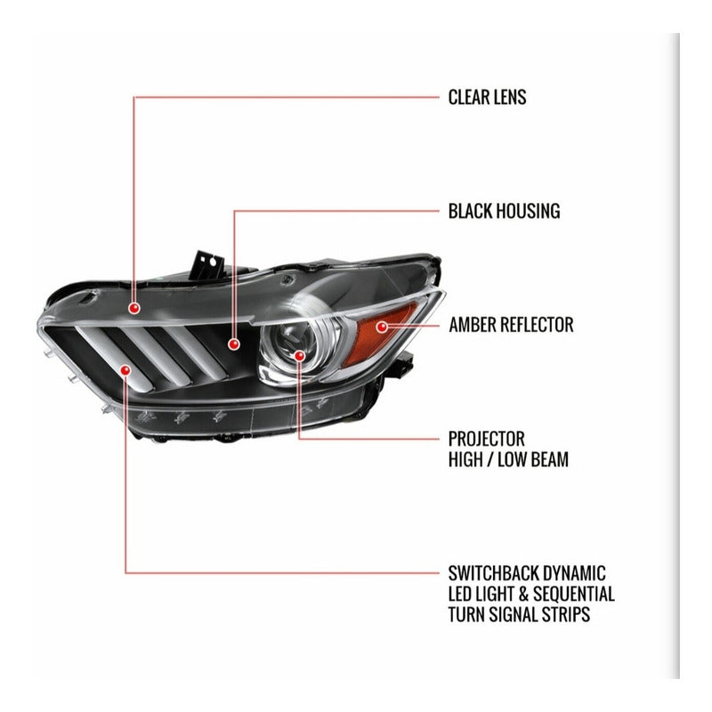 Sequential LED Headlights Ford Mustang 2015 to 2017
