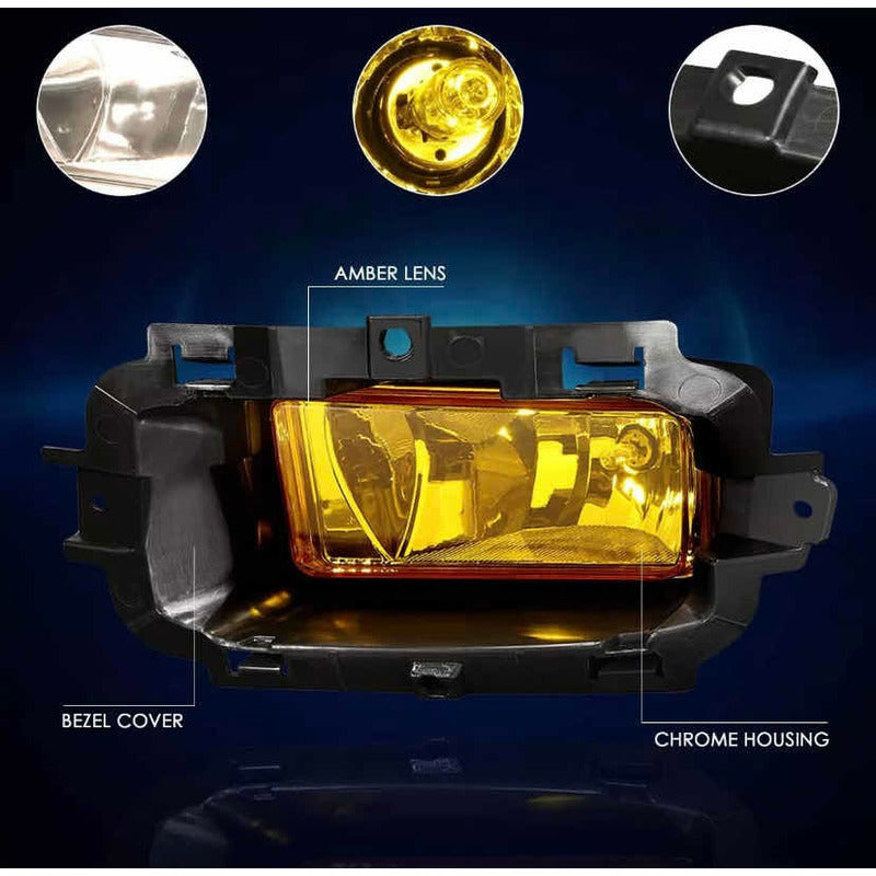 Pair of Amber Fog Lights for Chevy Silverado 1500 2014 to 2015