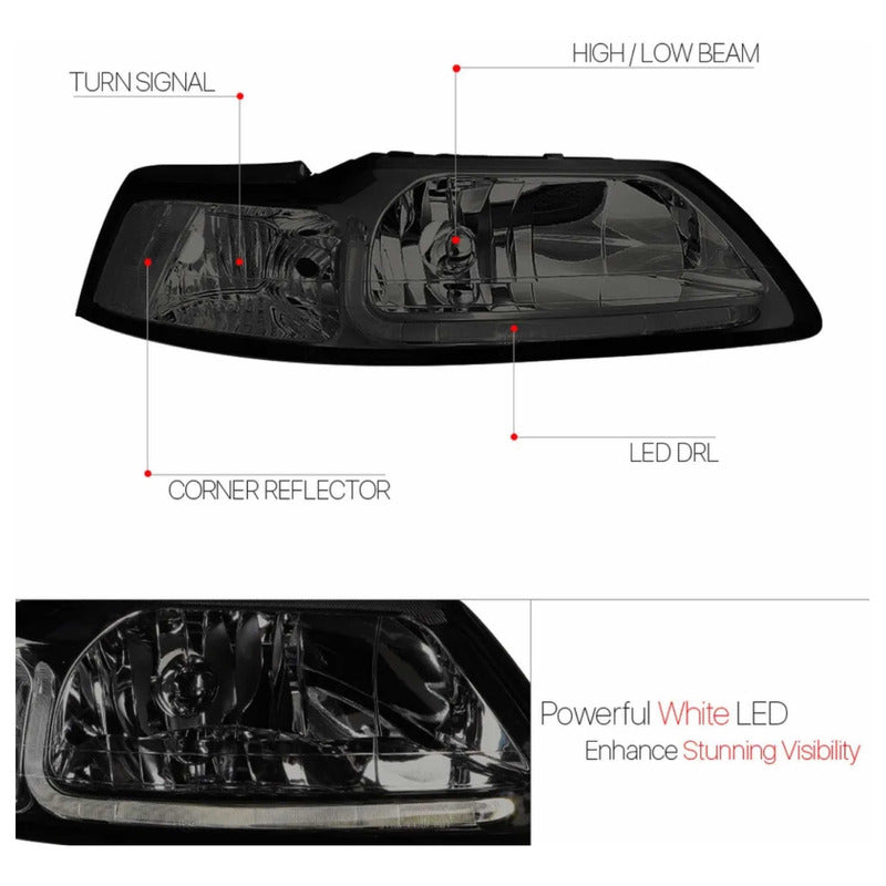 Par De Faros Led Ford Mustang 99 2000 2001 2002 2003 2004