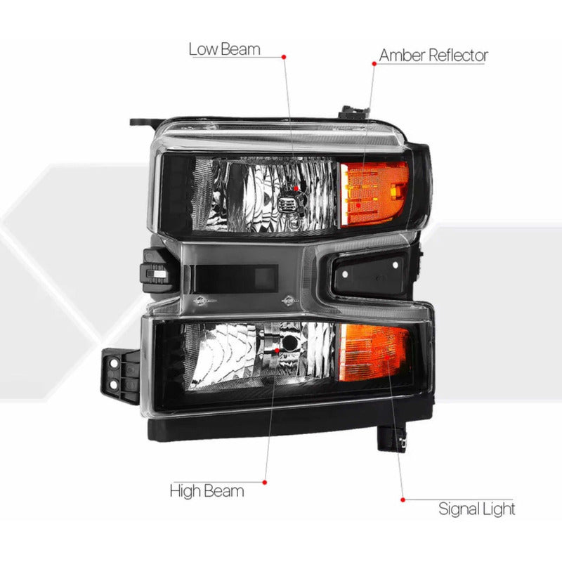 Faros Negro/ámbar Para Chevrolet Silverado 2019 2020 2021