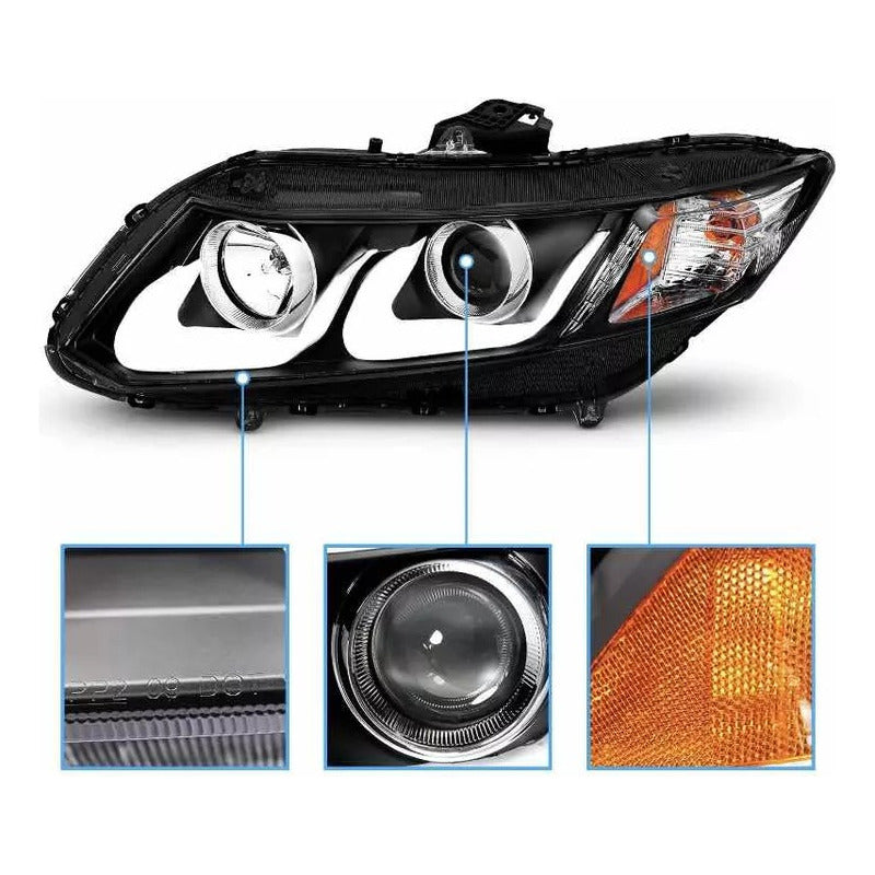 Faros Led Negros Honda Civic 2012 2013 2014 2015
