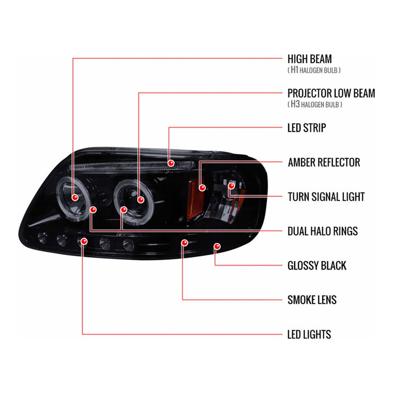 Faros Led Lobo F-150 1997 1998 1999 2000 2001 2002 2003 2004