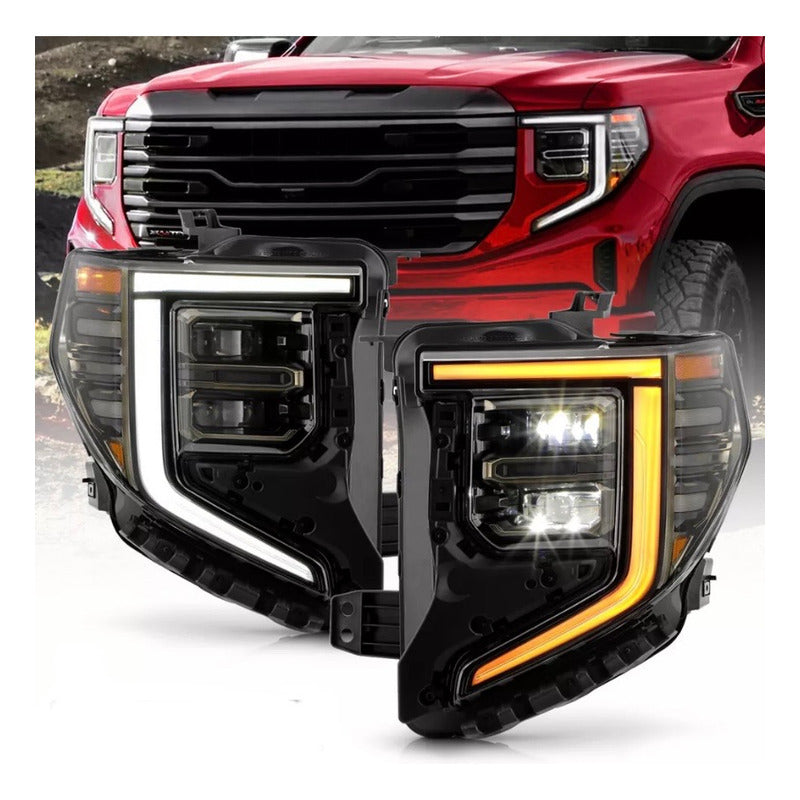 Faros Led Gmc Sierra 1500 Ahumados 2022 A 2024 Derecho